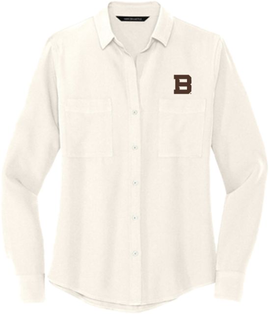 St Bonaventure Mercer + Mettle Womens Crepe Long Sleeve Camp Blouse St Bonaventure Secondary Mascot Mark - ONLINE ONLY